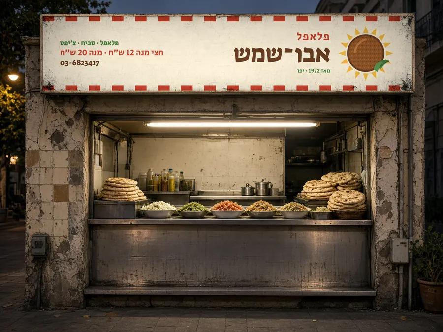 שלט הקיוסק של פלאפל אבו־שמש