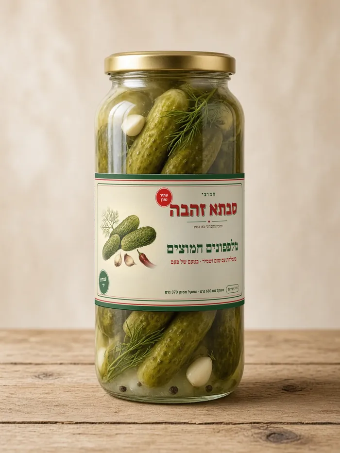 הדמיה: צנצנת מלפפונים חמוצים סבתא זהבה