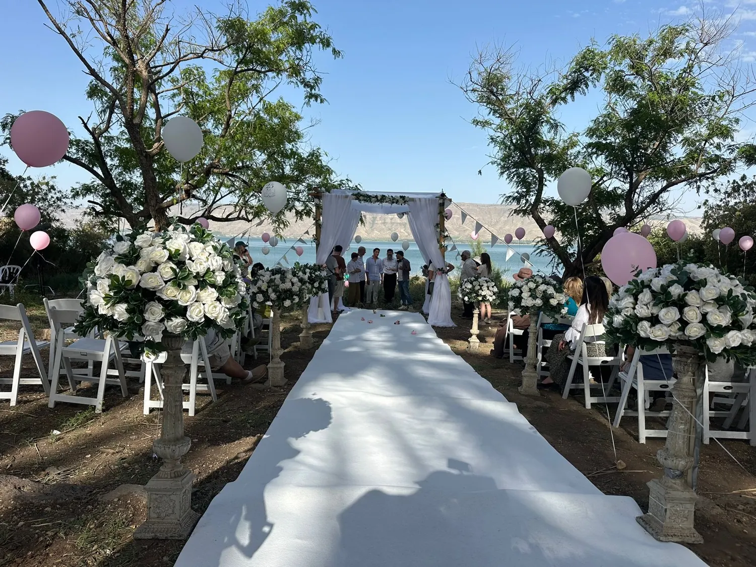 החיים הם תקופה קשה · שטיח מעבר לבן, ורדים ובלונים