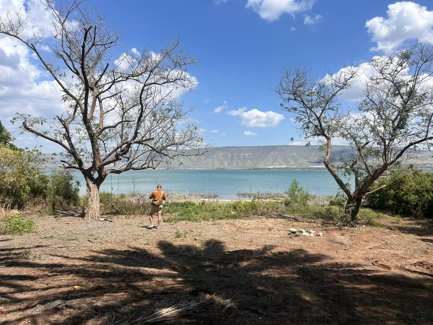 החיים הם תקופה קשה · הלוקיישן כפי שקיבלנו: מגרש עפר בין שני עצים מול האגם
